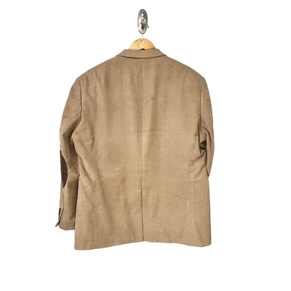 Chaps Tan Corduroy Blazer Size 46 Long Elbow Patches Sport Coat - Picture 2 of 15